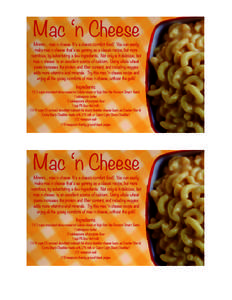 Mac ‘n Cheese  Mmmm… mac n cheese. It’s a classic comfort food! You can easily make mac n cheese that’s as yummy as a classic recipe, but more nutritious, by substituting a few ingredients. Not only is it delicio