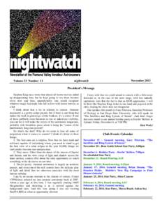 Volume 33 Number 11  nightwatch November 2013