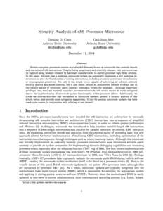 Security Analysis of x86 Processor Microcode Daming D. Chen Gail-Joon Ahn  Arizona State University