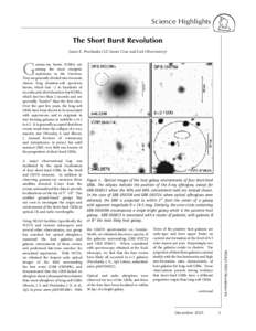 Science Highlights The Short Burst Revolution Jason X. Prochaska (UC Santa Cruz and Lick Observatory) G