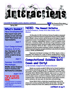 S H O D O R - I N T E R A C T I O N S  A newsletter for students, parents, educators, and friends Spring[removed]What’s Inside?