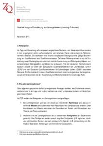 Johannes Gutenberg-Universität Mainz (JGU) Zentrum für Qualitätssicherung und -entwicklung (ZQ) Handreichung zur Formulierung von Lernergebnissen (Learning Outcomes)  November 2014