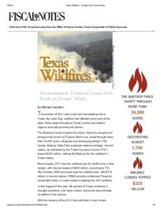 [removed]Texas Wildfires - October 2013 Fiscal Notes A Review of the Texas Economy from the Office of Susan Combs, Texas Comptroller of Public Accounts
