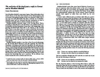 Blackwell Publishing Ltd.Oxford, UK and Malden, USAANALAnalysis0003[removed]Blackwell Publishing Ltd.July 200565324951ArticlesChris Heathwood The real price of the dead past: a reply to Forrest and to Braddon-Mitchell 2