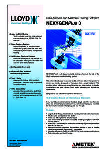 Data Analysis and Materials Testing Software  NEXYGENPlus 3 » Large built-in library 	 Test methods meeting international