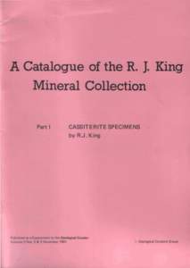 L,.  r 1 Catalogue of the R. J. King Mineral Collection