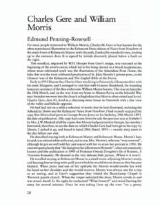 Charles Gere and William Morris Edmund Penning-Rowsell For most people interested in WiHiam Morris, Charles M. Gere is best known for the ohen-reproduced illustration in the Kelmscott Press edition of News from Nowhere o