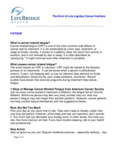 7 Ways to Manage Cancer-Related Fatigue