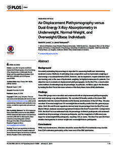 Air Displacement Plethysmography versus Dual-Energy X-Ray Absorptiometry in Underweight, Normal-Weight, and Overweight/Obese Individuals
