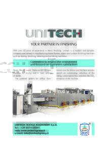 ACIMIT-Green-Guide-2015_Layout:15 Page 52  UNITECH YOUR PARTNER IN FINISHING With over 50 years of experience in fabric finishing, Unitech is a modern and dynamic
