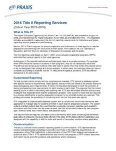 ETS Praxis 2016 Title II Reporting Services