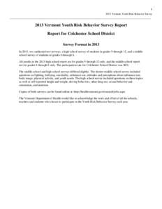 2013 Youth Risk Behavior Survey Report