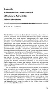 An Introduction to the Standards of Scriptural Authenticity in Indian Buddhism