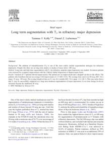 Long term augmentation with T3 in refractory major depression