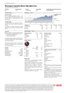 Investment Profile | As at: Morningstar Australian Shares High Alpha Fund previously Ibbotson Australian Shares High Alpha Trust  Risk Profile