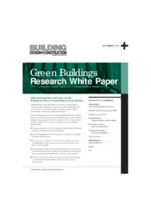 OC TOBE RGreen Buildings Research White Paper Fifth in a Series of Annual Reports on the Green Building Movement