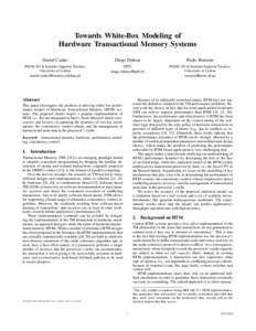 Towards White-Box Modeling of Hardware Transactional Memory Systems Daniel Castro Diego Didona