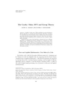 Modern Signal Processing MSRI Publications Volume 46, 2003 The Cooley–Tukey FFT and Group Theory DAVID K. MASLEN AND DANIEL N. ROCKMORE