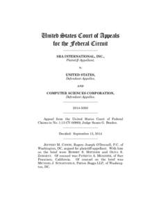 United States Court of Appeals for the Federal Circuit ______________________ SRA INTERNATIONAL, INC., Plaintiff-Appellant,