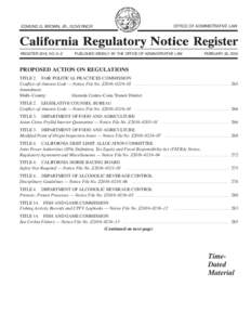 California Regulatory Notice Register 2016, Volume No. 9-Z