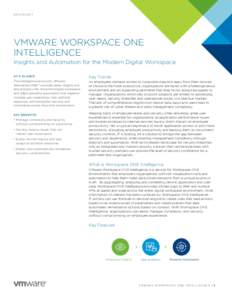 D ATA S H E E T  VMWARE WORKSPACE ONE INTELLIGENCE Insights and Automation for the Modern Digital Workspace AT A GLANCE