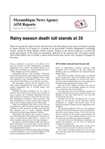 Mozambique News Agency AIM Reports Report no. 458, 21 st