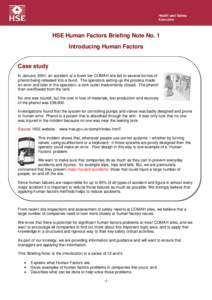 HSE Human Factors Briefing Note No 1 - Introducing Human Factors