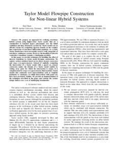 Taylor Model Flowpipe Construction for Non-linear Hybrid Systems Xin Chen ´ Erika Abrah´