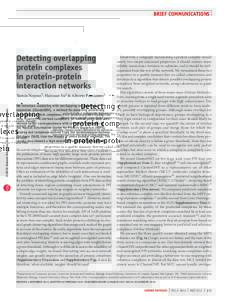 brief communications  Detecting overlapping protein complexes in protein-protein interaction networks