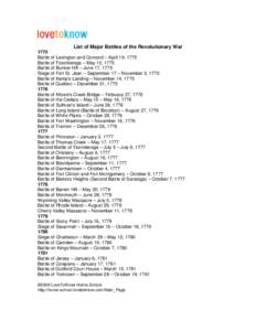 Microsoft Word - List of Battles of the Revolutionary War Printable.doc