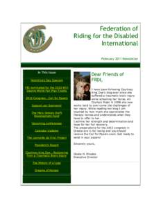 Federation of Riding for the Disabled International February 2011 Newsletter  In This Issue