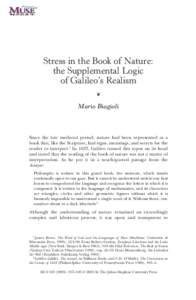 MLN  557 Stress in the Book of Nature: the Supplemental Logic