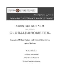 Impacts of Urban Culture on Political Behavior in Asian Nations