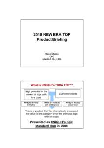 2010 NEW BRA TOP Product Briefing Naoki Otoma COO UNIQLO CO., LTD.