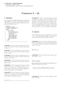 I HX4 & HX1 – Option Informatique Année 2011, Huitième TP Caml Louis Jachiet (http://www.eleves.ens.fr/home/jachiet/) Puissance 4 :: IA 1 Interface