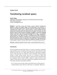 Transitioning racialized spaces