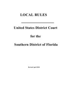 LOCAL RULES  United States District Court for the Southern District of Florida