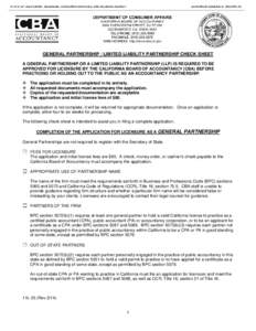 General Partnership / Limited Liability Partnership Check Sheet and Application for Licensure