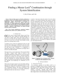 JOURNAL OF ADVANCED INSTRUMENTATION AND MEASUREMENT  1 Finding a Master Lock® Combination through System Identification