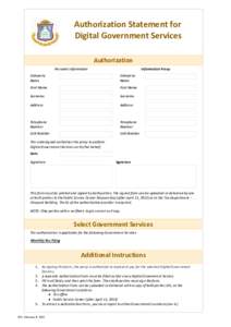 Authorization Statement for Digital Government Services Authorization Personal information  Information Proxy