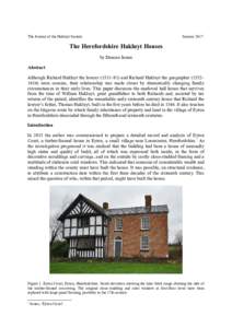 The Journal of the Hakluyt Society  January 2017 The Herefordshire Hakluyt Houses by Duncan James