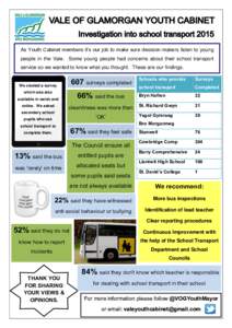 As Youth Cabinet members it’s our job to make sure decision-makers listen to young people in the Vale. Some young people had concerns about their school transport service so we wanted to know what you thought. These ar