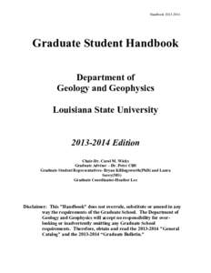 HandbookGraduate Student Handbook Department of Geology and Geophysics Louisiana State University