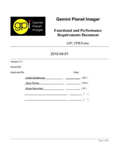 Gemini Planet Imager Functional and Performance Requirements Document GPI_FPRD.docVersion:7.3
