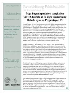Fact Sheet: Update on Vinyl Chloride and Proposition 65 Warning Notices (Tagalog)