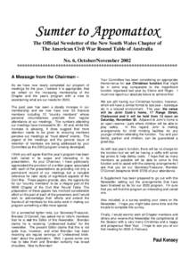 Sumter to Appomattox Newsletter No 6 - Nov 2002
