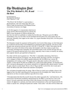 The Why Behind G, PG, R and the Rest By Philip Kennicott Washington Post Staff Writer Friday, September 15, 2006