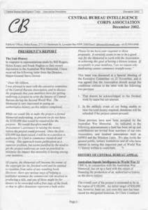 Central Bureau Intelligence Corps - Association Newsletter  CB December 2002