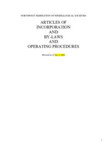 NORTHWEST FEDERATION OF MINERALOGICAL SOCIETIES  ARTICLES OF INCORPORATION AND BY-LAWS