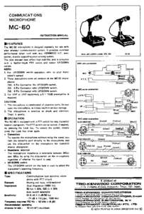 COMMUICATIONS MICROPHONE MC-60 INSTRUCTION MANUAL